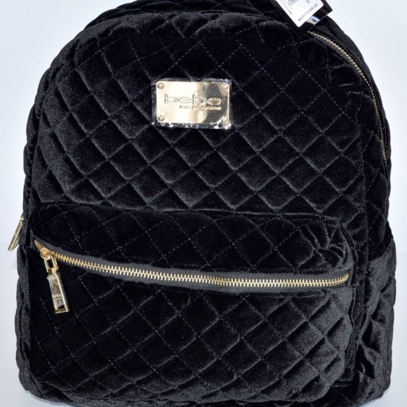 bebe Handbags - bebe- MARIA VELVET QUILTED LARGE BACKPACK